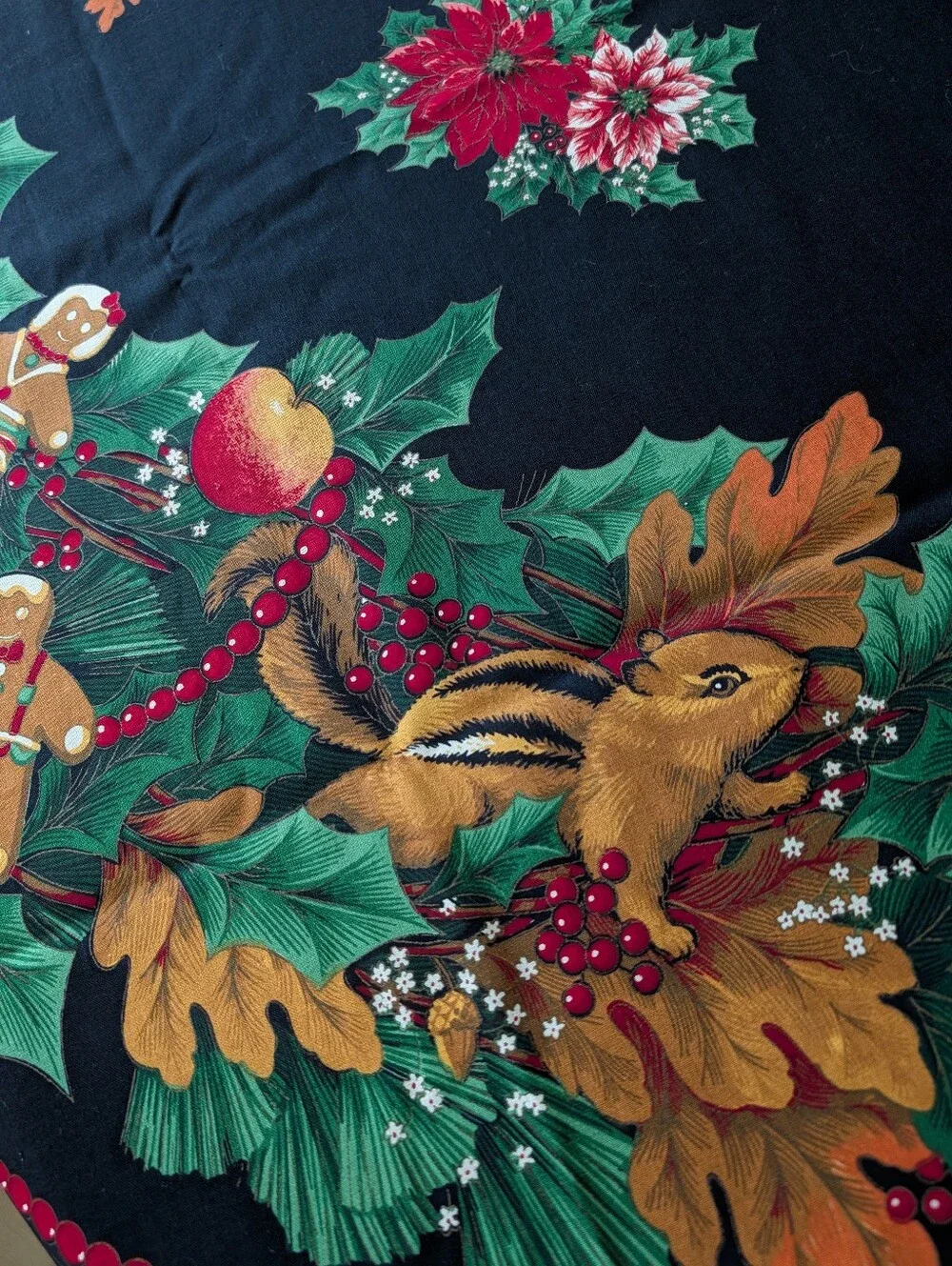VTG Joan Kessler Concord Fabric 2 Panels Tree Skirt Stocking Cut Sew